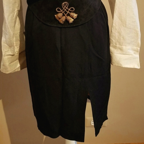 Cache by Crisione Black Front Slit Lined Vintage Skirt - Picture 2 of 9